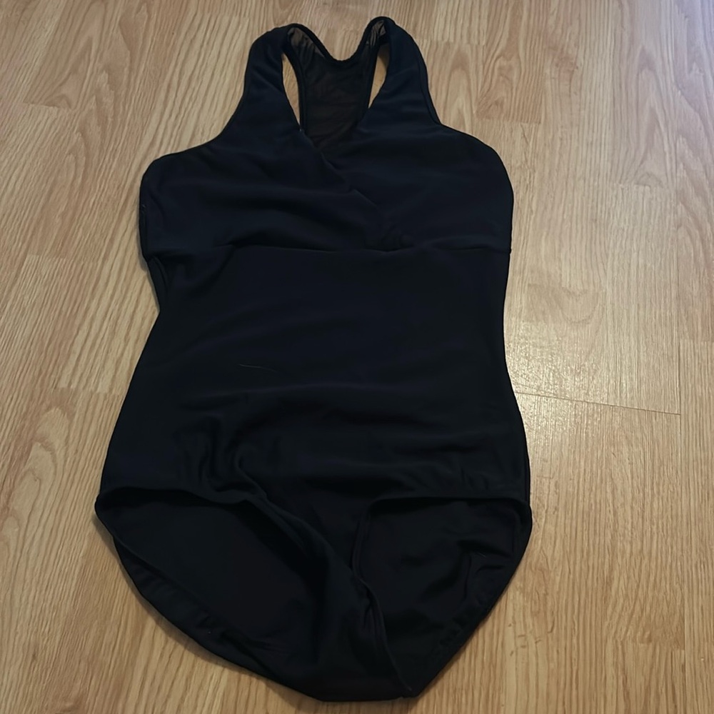 Black mesh racer back leotard